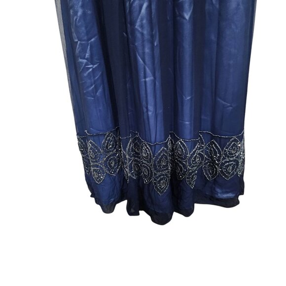 Adrianna Papell Dress Blue Evening Halter Gown Size 14 Polyester Silk Embellishe - Picture 8 of 11